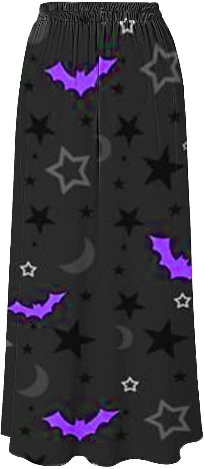 Halloween Skirts Skirt High Waist Party Beach Pocket Long Maxi Skirt Puffy Skirt Women Black Tutu Skirt Halloween