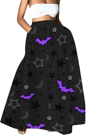 Halloween Skirts Skirt High Waist Party Beach Pocket Long Maxi Skirt Puffy Skirt Women Black Tutu Skirt Halloween