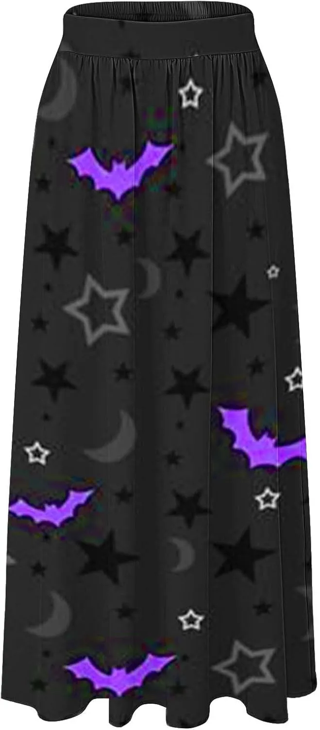 Halloween Skirts Skirt High Waist Party Beach Pocket Long Maxi Skirt Puffy Skirt Women Black Tutu Skirt Halloween