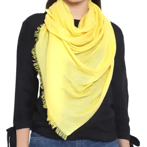 Handmade Pashmina Plain Diamond Weave Stole Scarf Shawl Wrap in Yellow