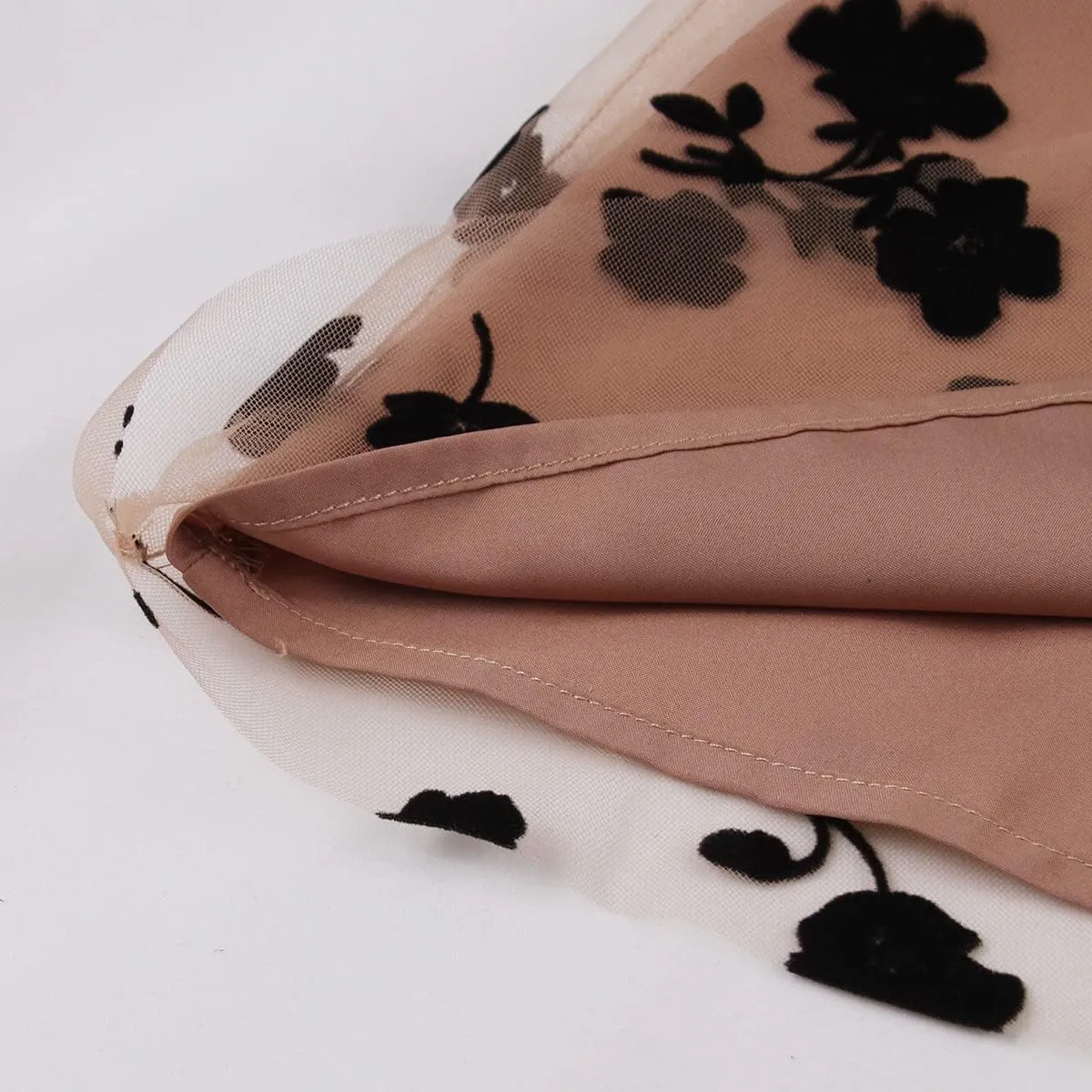 Heart Floral Long Tulle Skirts for Women Fairy Elastic High Waist Pleated A-Line Flared Midi Skirts Party Evening Tutu Skirt