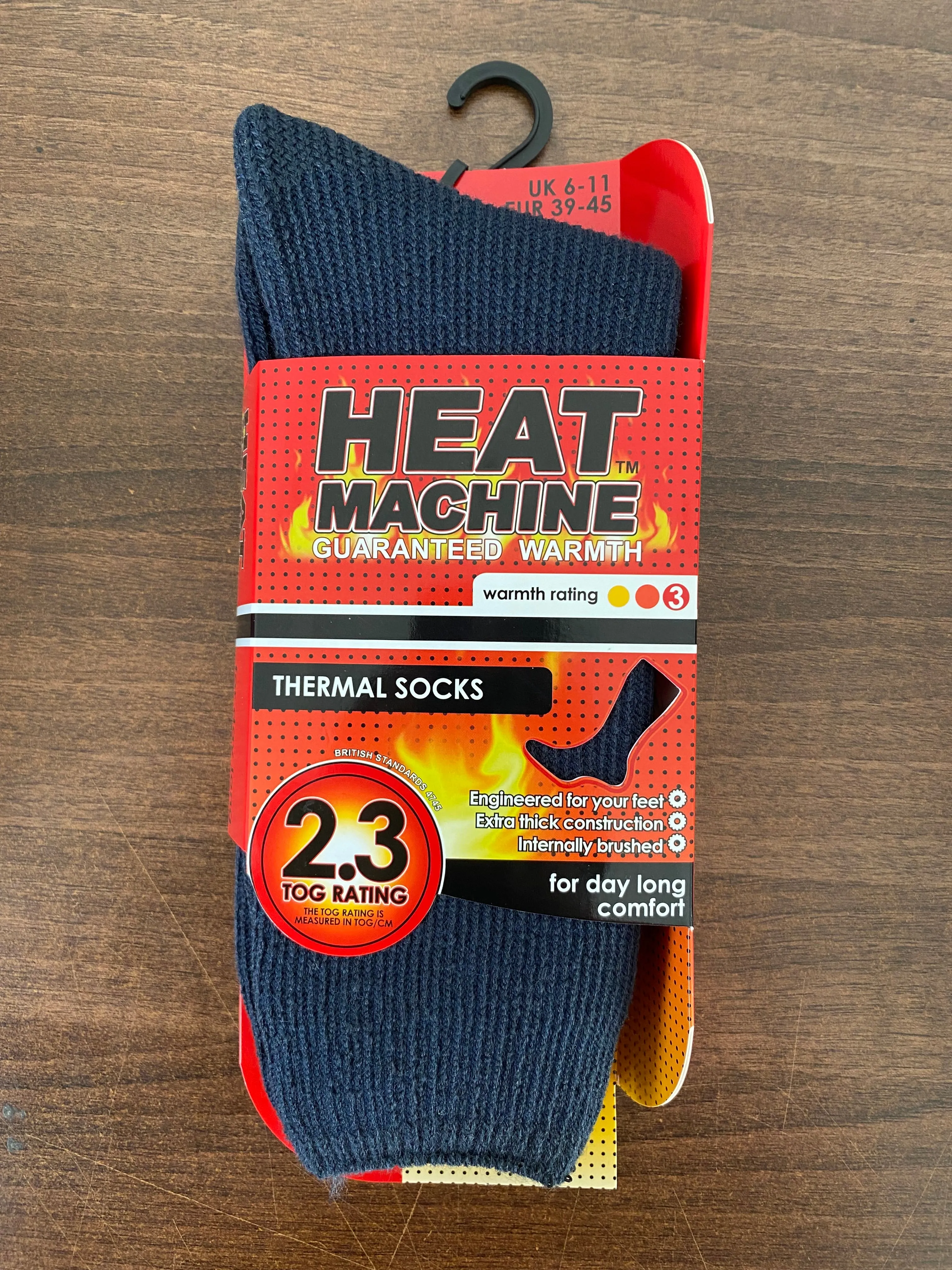Heat Machine 2.3 TOG Mens Thermal Socks Brushed Inside