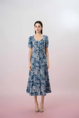 Helaine Dark Blue Button Denim Dress