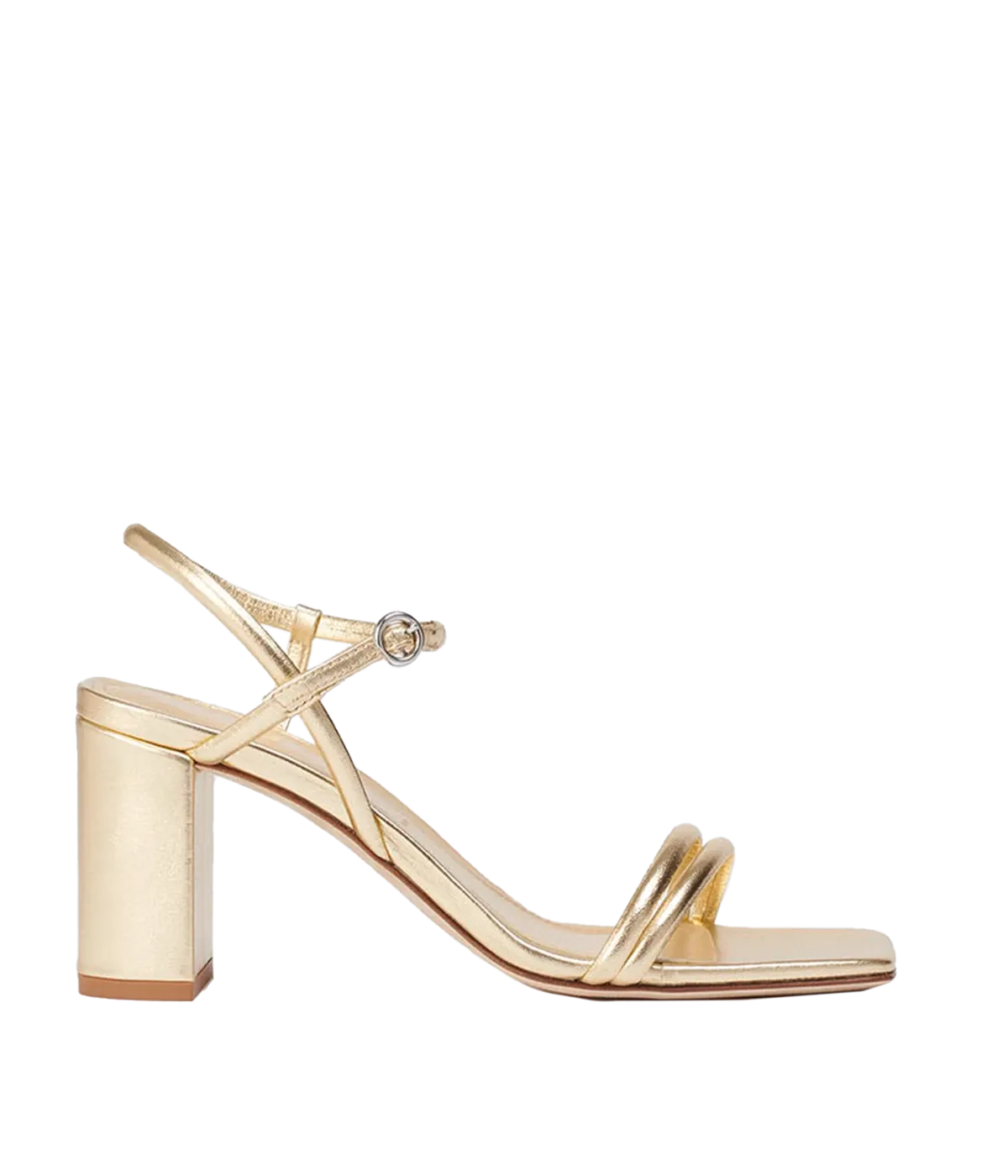 Helene Laminated Nappa Leather Sandal in Gold