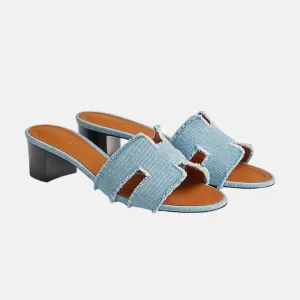 Hermes Oasis Sandal Fringed Denim