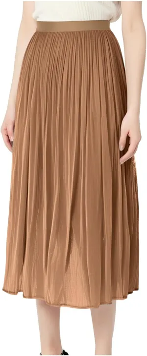 HGps8w Women's Streamer Tulle Skirts Elastic High Waist Pleated Mesh Flowy A-Line Party Midi Long Tutu Skirts