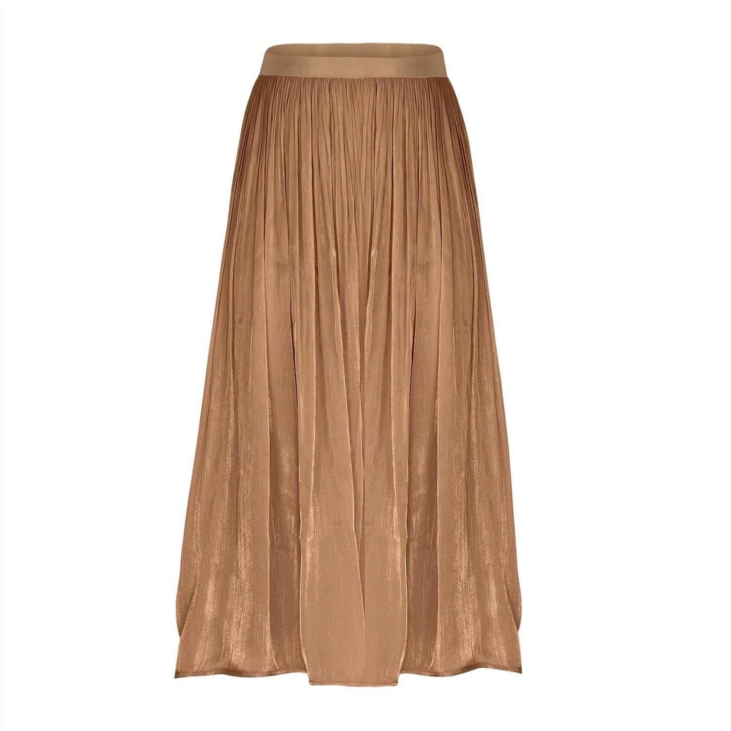 HGps8w Women's Streamer Tulle Skirts Elastic High Waist Pleated Mesh Flowy A-Line Party Midi Long Tutu Skirts