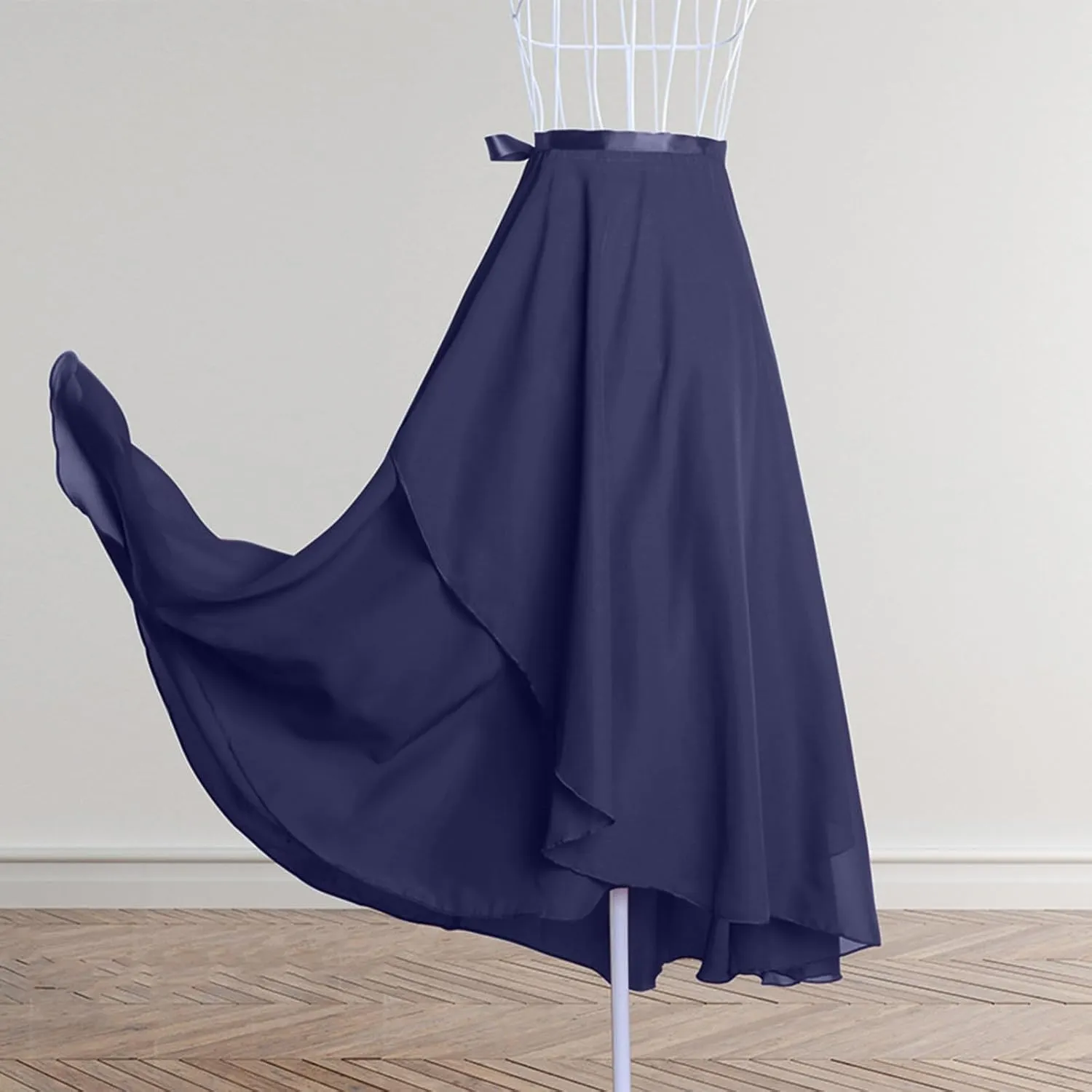 High Waist Wrap Maxi Skirt for Women Asymmetrical Hem Flowing Long Skirts Elegant Formal Outfits