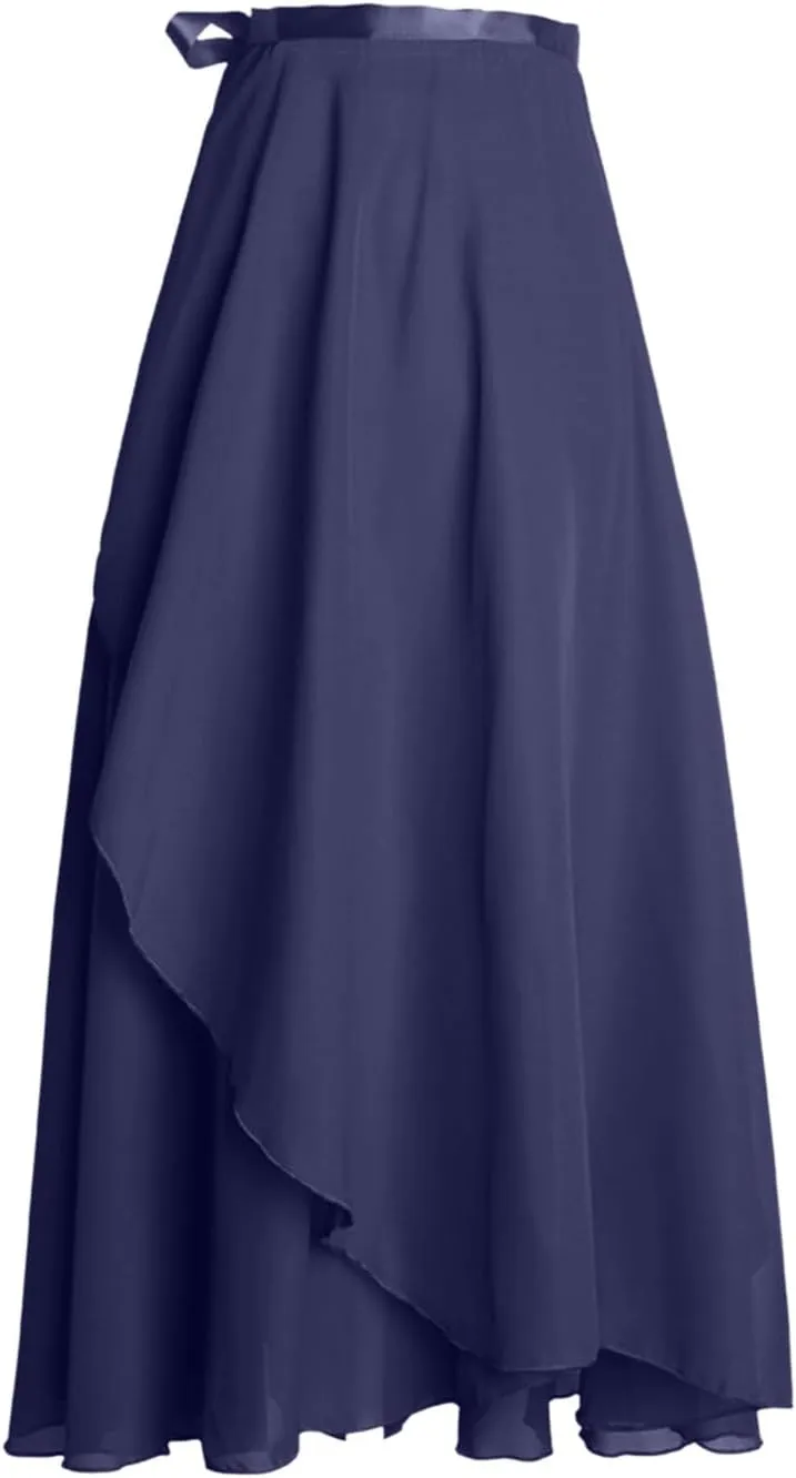 High Waist Wrap Maxi Skirt for Women Asymmetrical Hem Flowing Long Skirts Elegant Formal Outfits