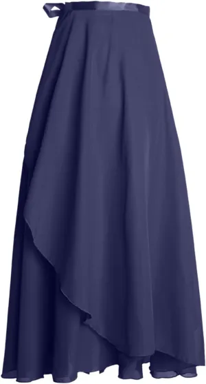 High Waist Wrap Maxi Skirt for Women Asymmetrical Hem Flowing Long Skirts Elegant Formal Outfits