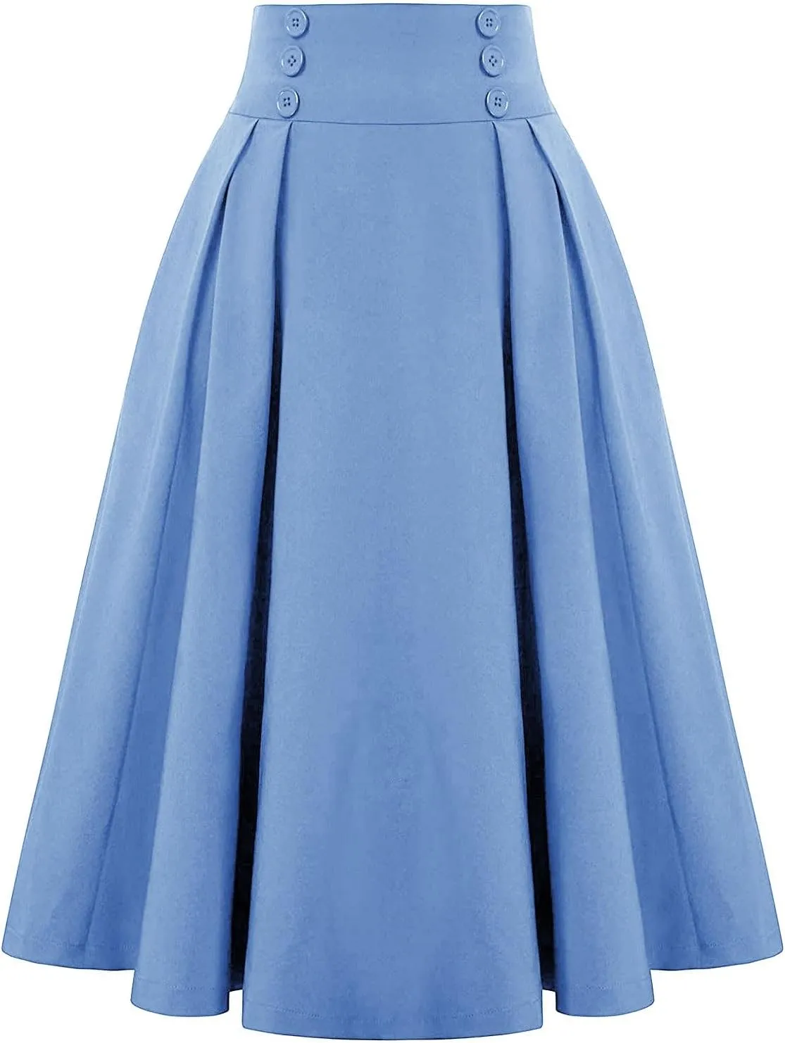 High Waisted Midi Skirt Women Vintage Skirts A Line Swing Skirt Elegant Maxi Skirts Dressy Skirt Elastic Summer Skirt
