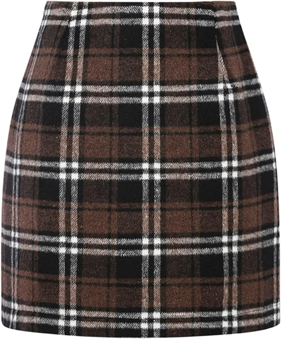 High Waisted Plaid Skirts for Women Bodycon Mini Wool Pencil Skirt Comfy Cute Wrap Trendy Stretchy Satin Tweed Skirt