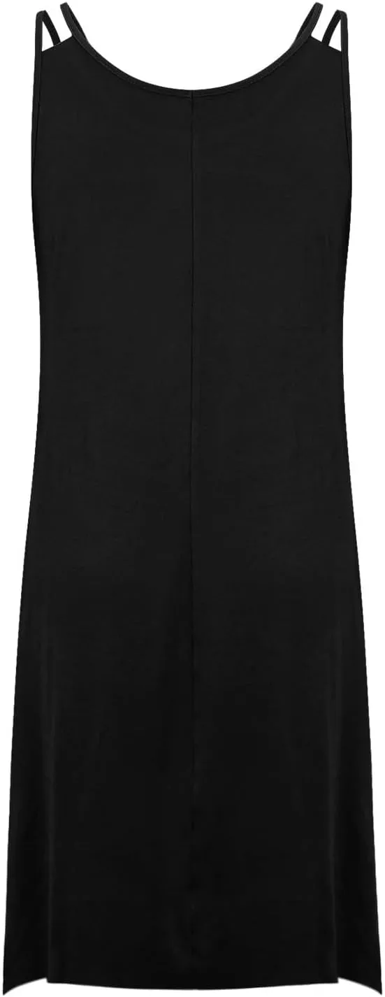 hlysgo Plus Size Dress for Women 2025 Summer Sleeveless V Neck Mini Dresses Casual Loose Fit Handkerchief Hem Short Sundress