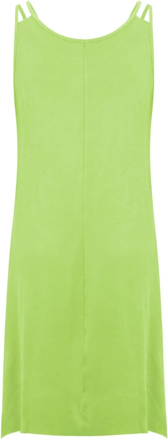 hlysgo Plus Size Dress for Women 2025 Summer Sleeveless V Neck Mini Dresses Casual Loose Fit Handkerchief Hem Short Sundress