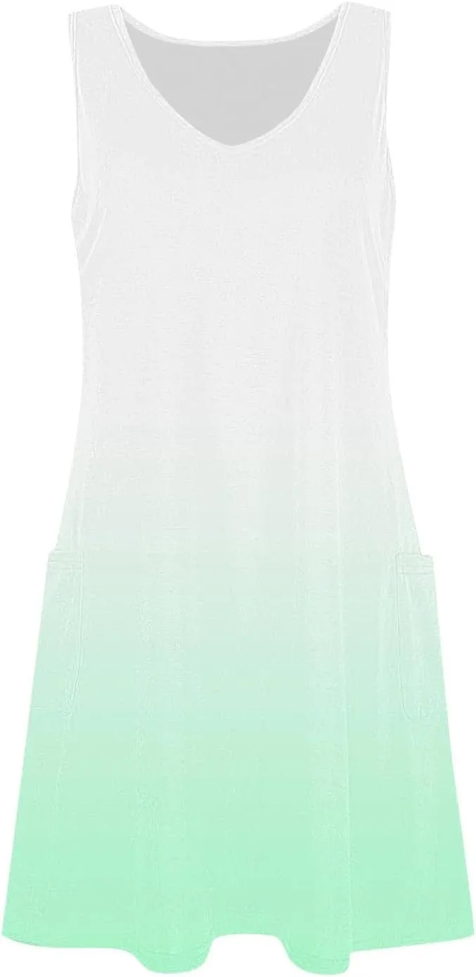 hlysgo Summer Dresses for Women 2025 Trendy Tie-Dye Print Sleeveless V Neck Coverup Beach Dress Casual Flowy Mini Sundress