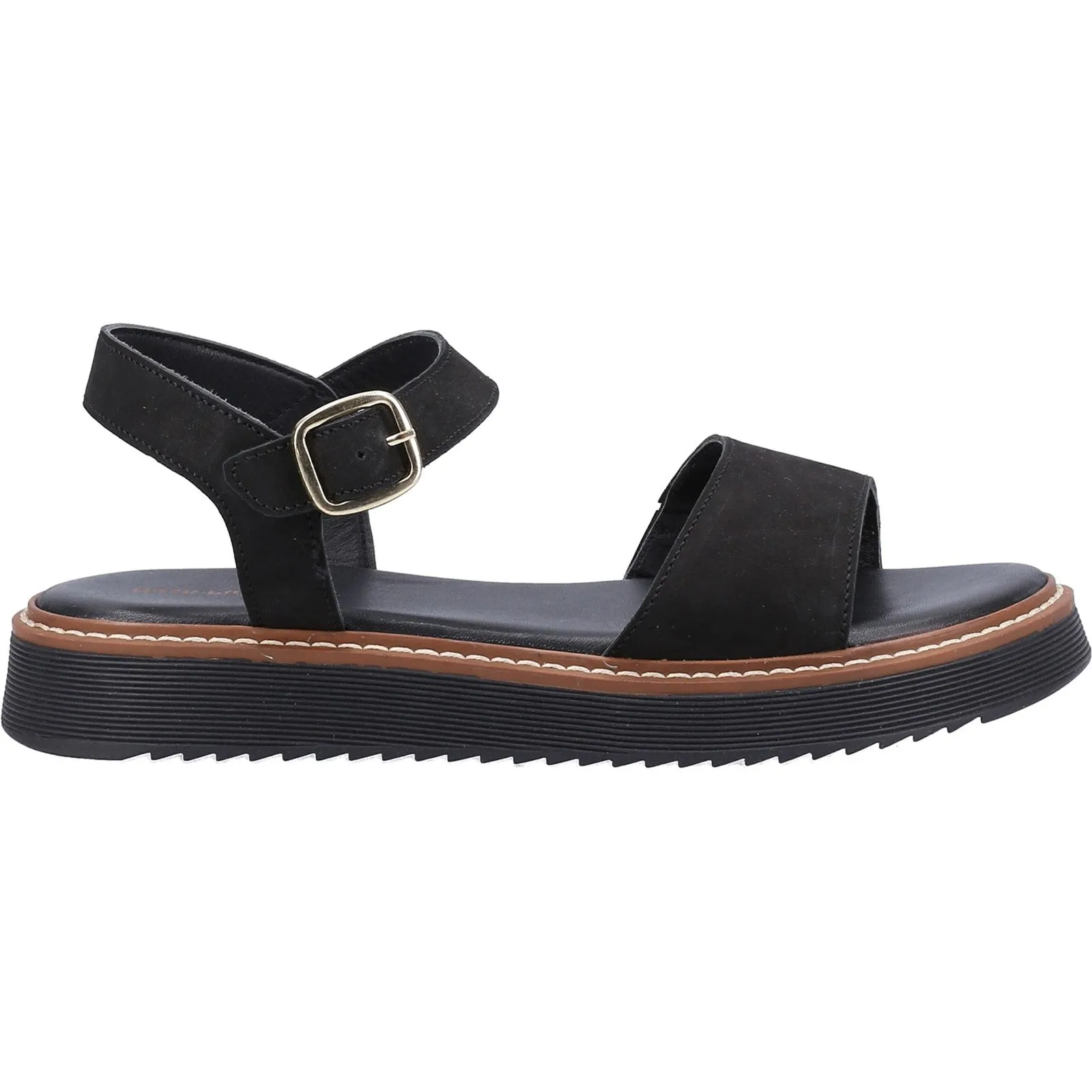 Hush Puppies Womens Cassie Leather Sandal - Black