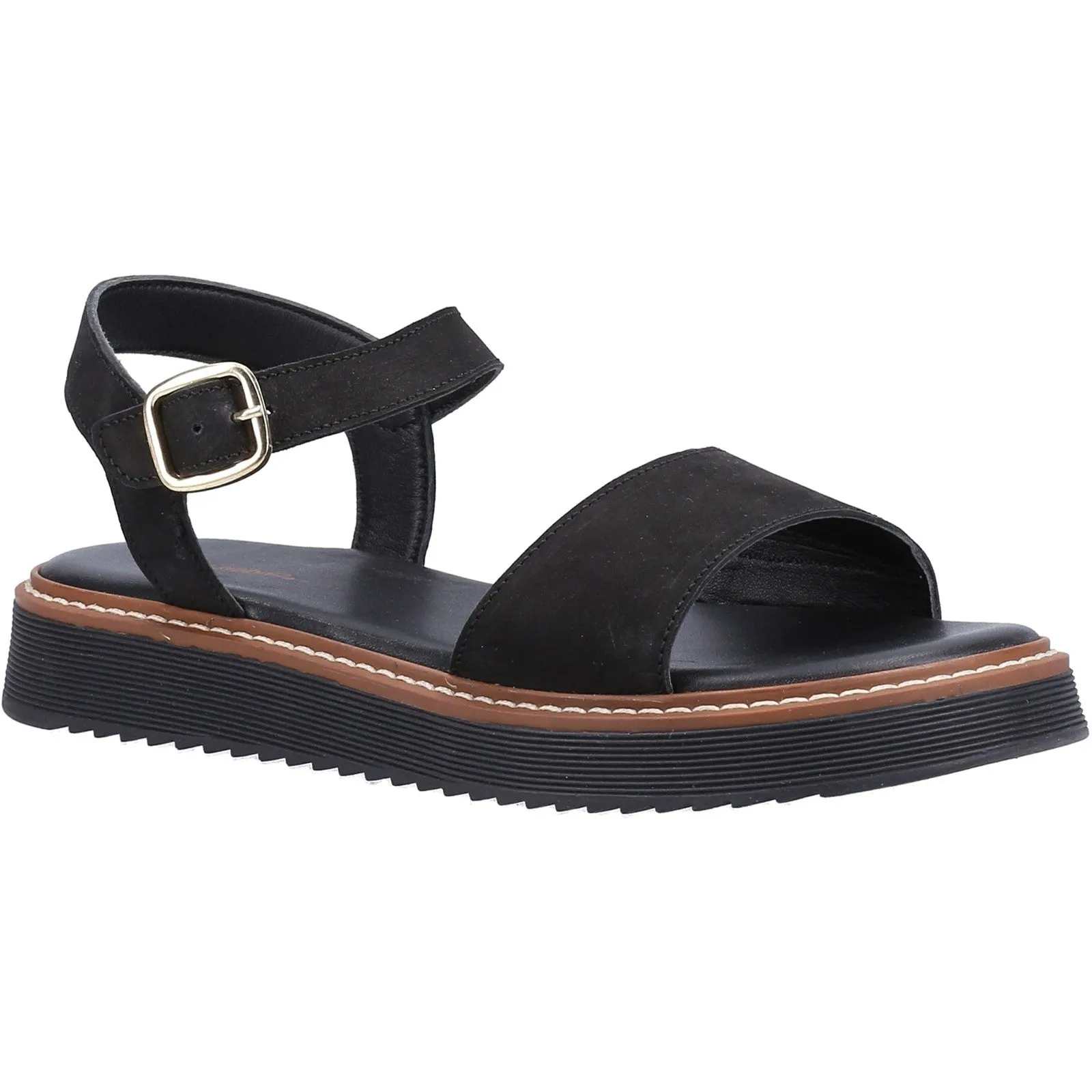Hush Puppies Womens Cassie Leather Sandal - Black