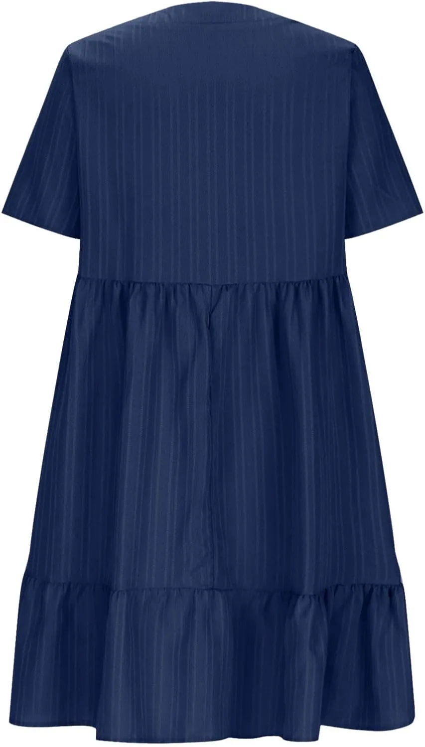 JOAU Women Summer Boho Short Sleeve Beach Textured Mini Dress Casual V-Neck Ruffle Hem Pleated T-Shirt Dress Travel Vacation