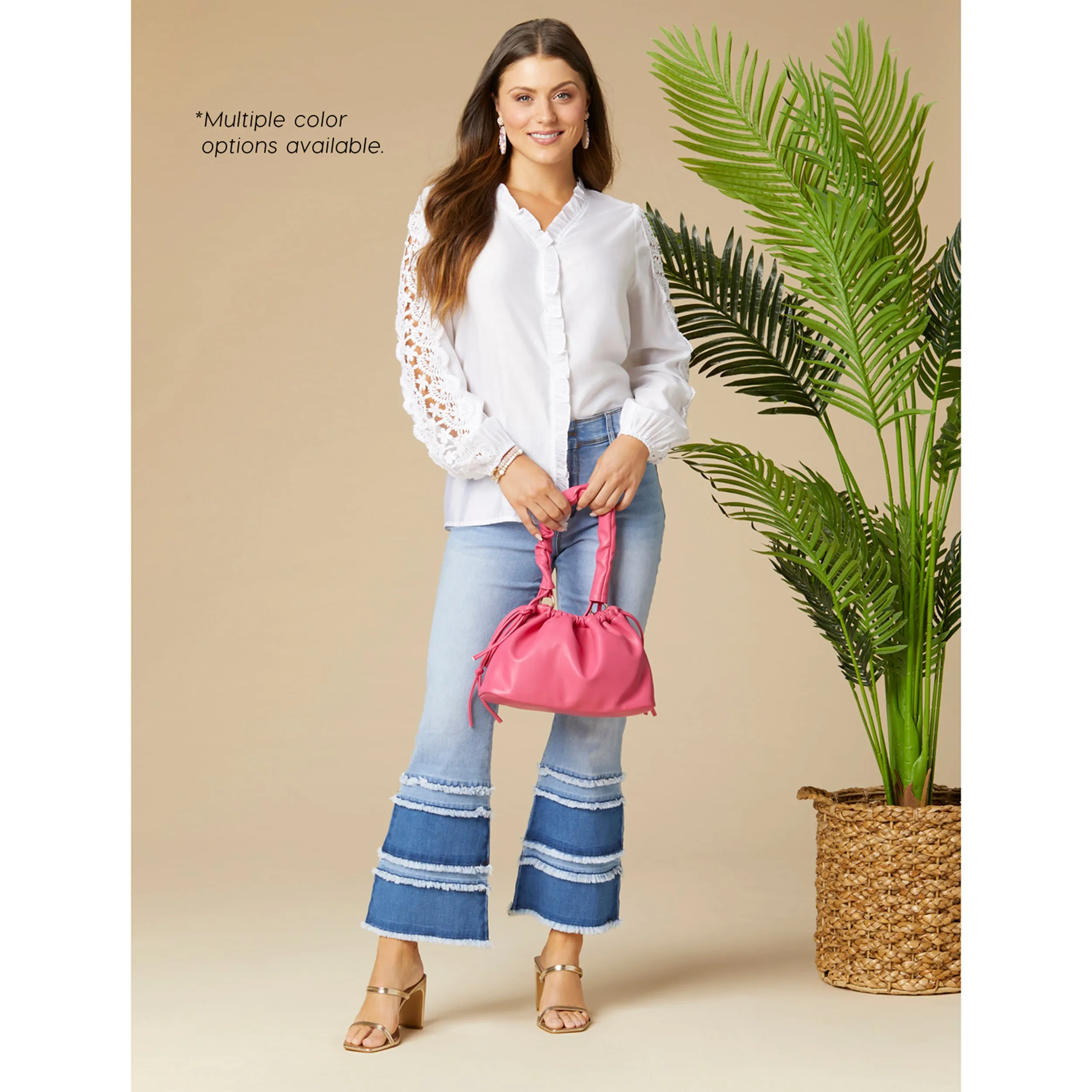 Kiana Top with Crochet Detail - White