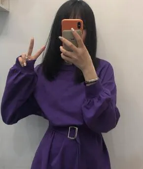 [Korean Style] 7 Color Casual Belted Mini Dress