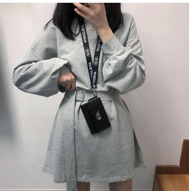 [Korean Style] 7 Color Casual Belted Mini Dress
