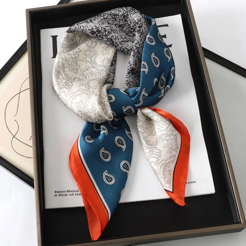 Lady Glams Silk Square Women Neck Scarves - Bandana