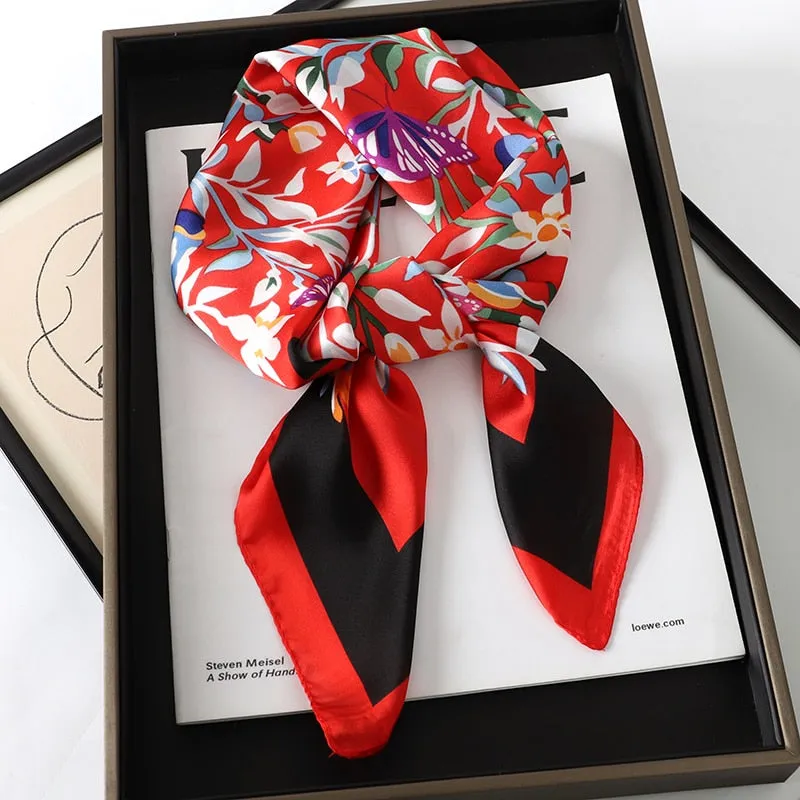 Lady Glams Silk Square Women Neck Scarves - Bandana