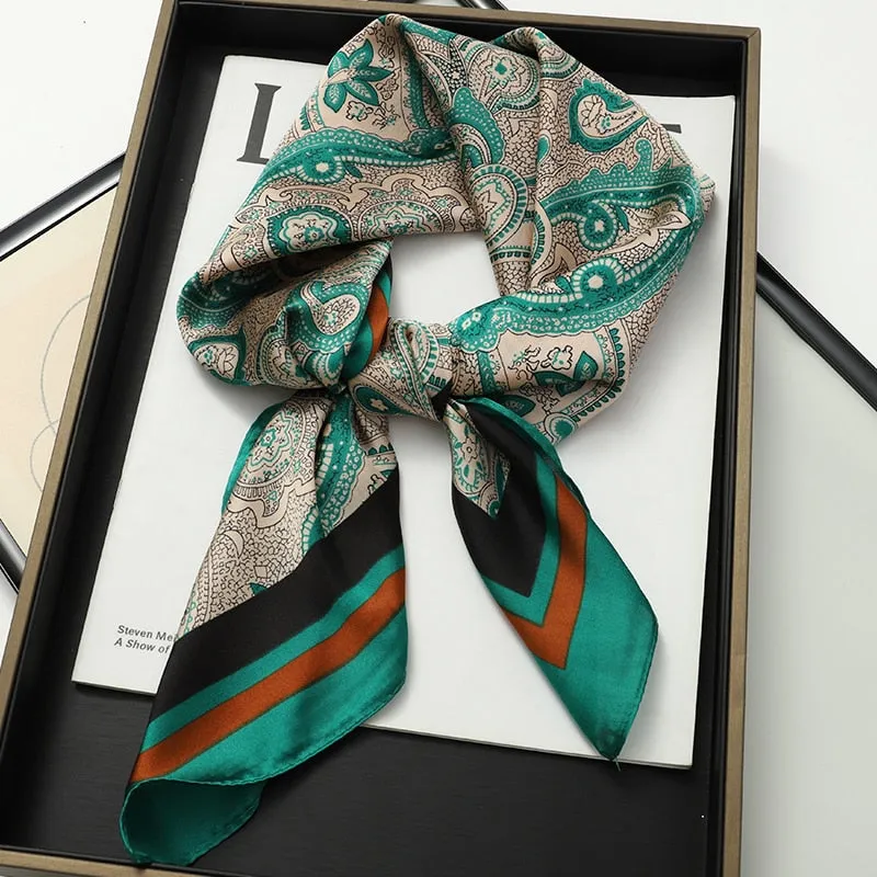 Lady Glams Silk Square Women Neck Scarves - Bandana