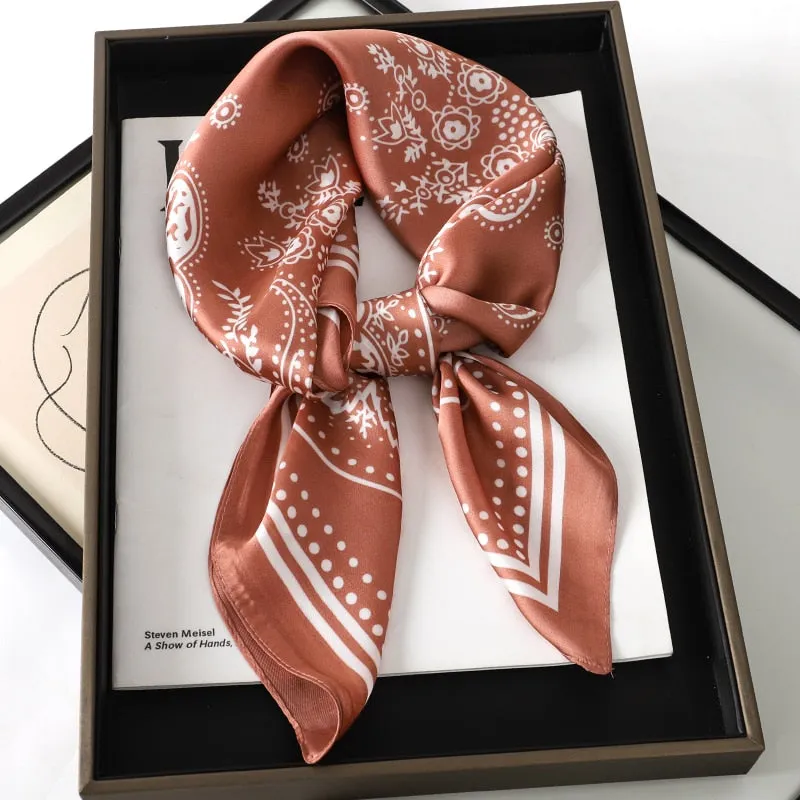Lady Glams Silk Square Women Neck Scarves - Bandana