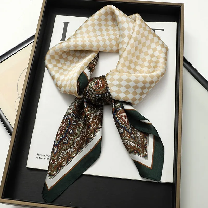 Lady Glams Silk Square Women Neck Scarves - Bandana