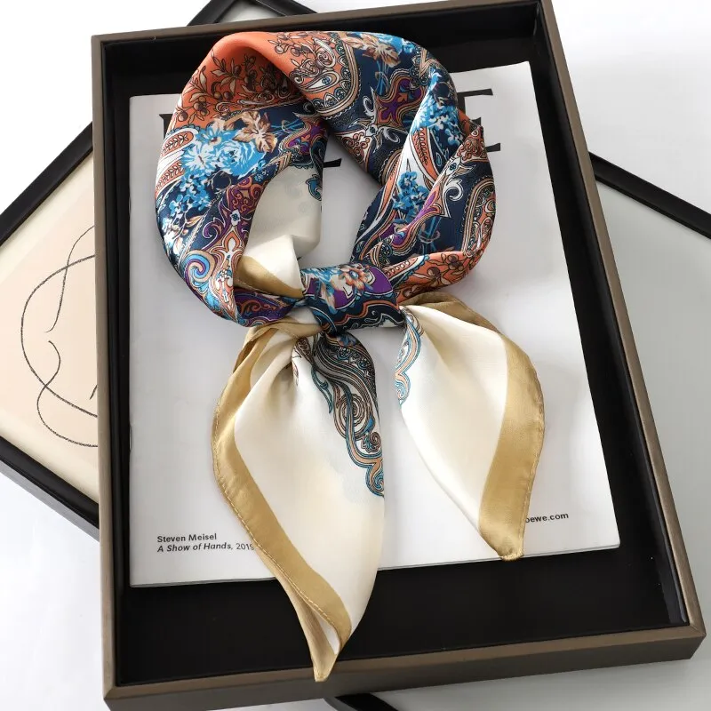Lady Glams Silk Square Women Neck Scarves - Bandana