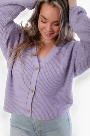Lea Lavender Button Up Cardigan
