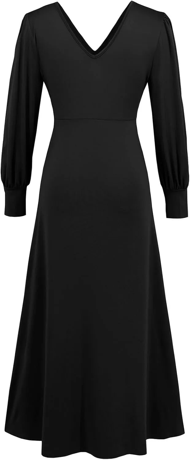 Leaf Print Ruffle Hem Belted Dress for Women V-Neck Vacation Ruffle Sleeve Party Formal Dress for Spring Summer