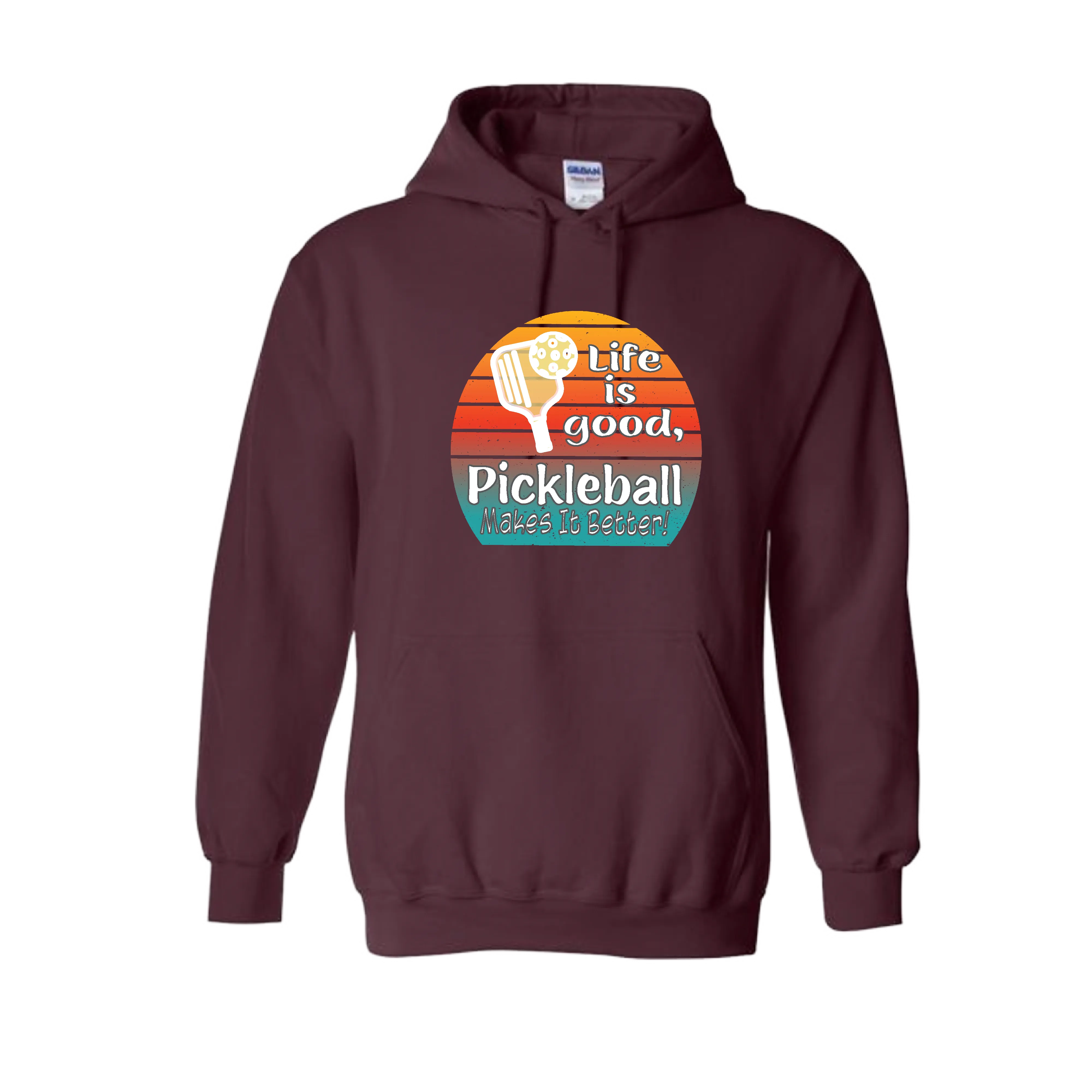 Life is Good Pickleball Makes it Better | Unisex Hoodie Athletic Sweatshirt | 50% Cotton/50% Polyester