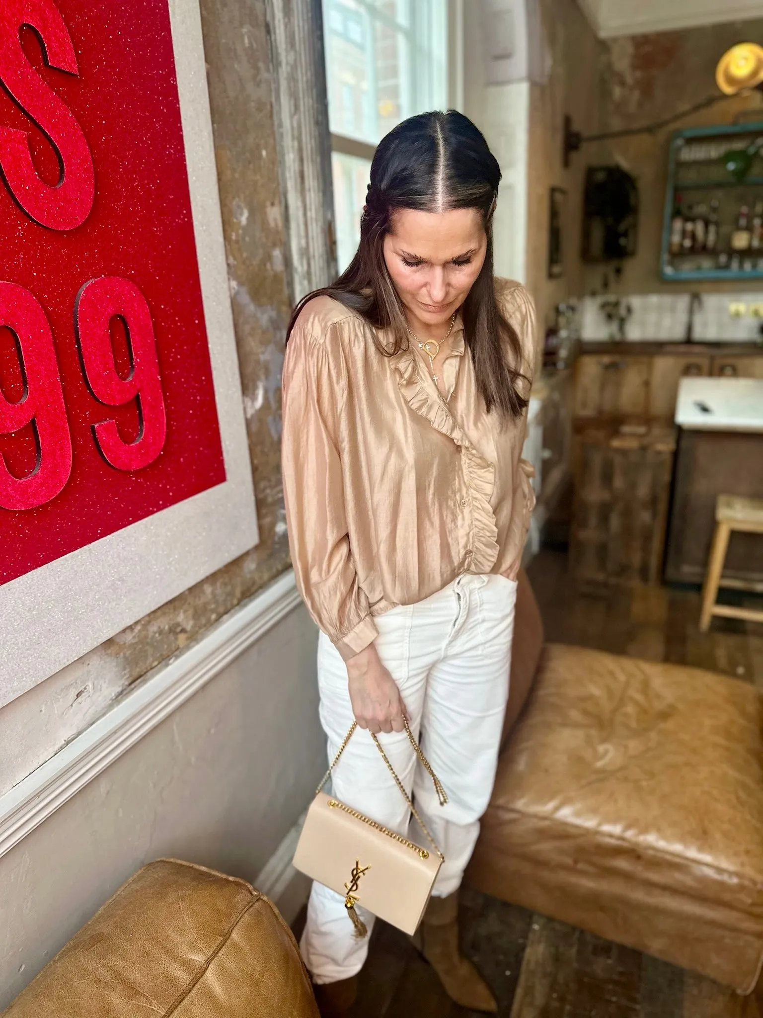 Lila Ruffled Blouse - Camel