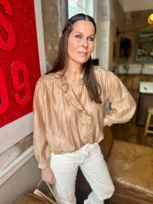 Lila Ruffled Blouse - Camel