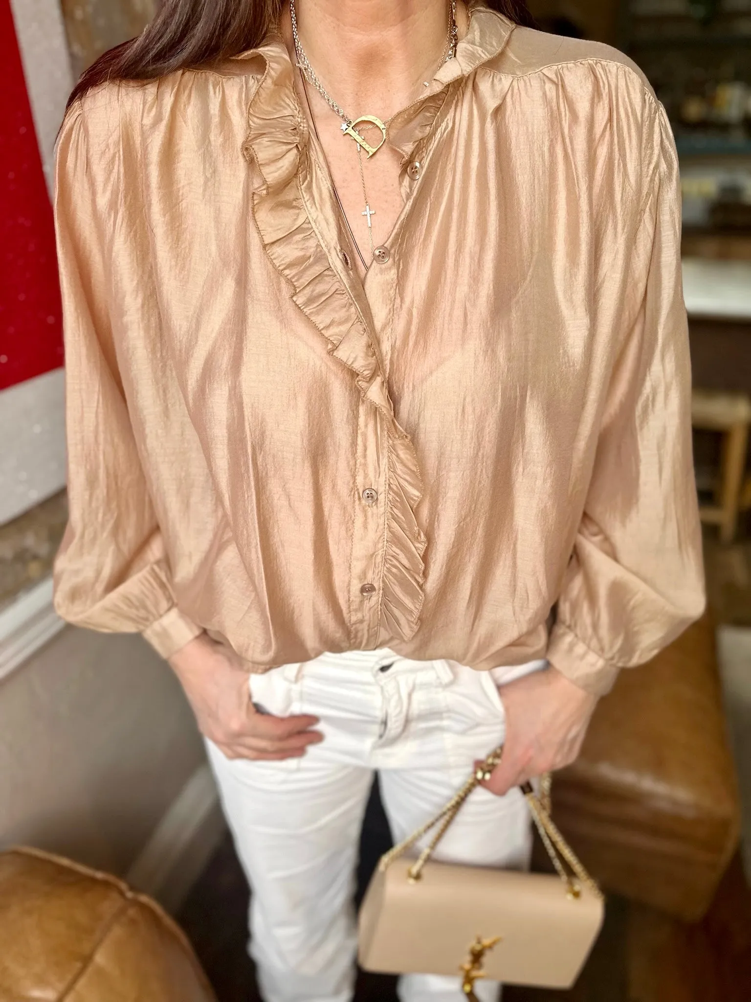 Lila Ruffled Blouse - Camel