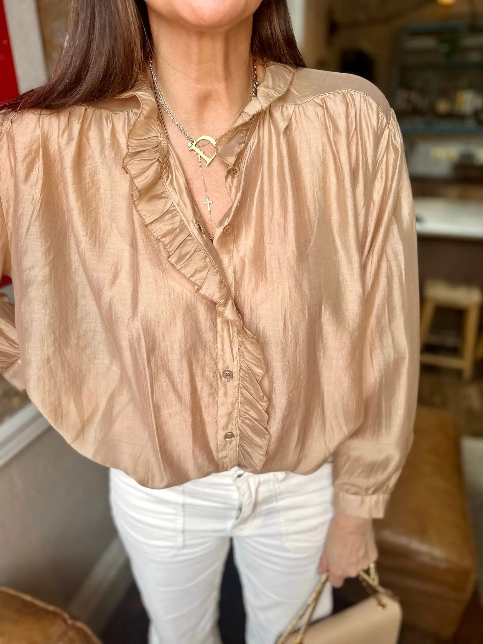 Lila Ruffled Blouse - Camel