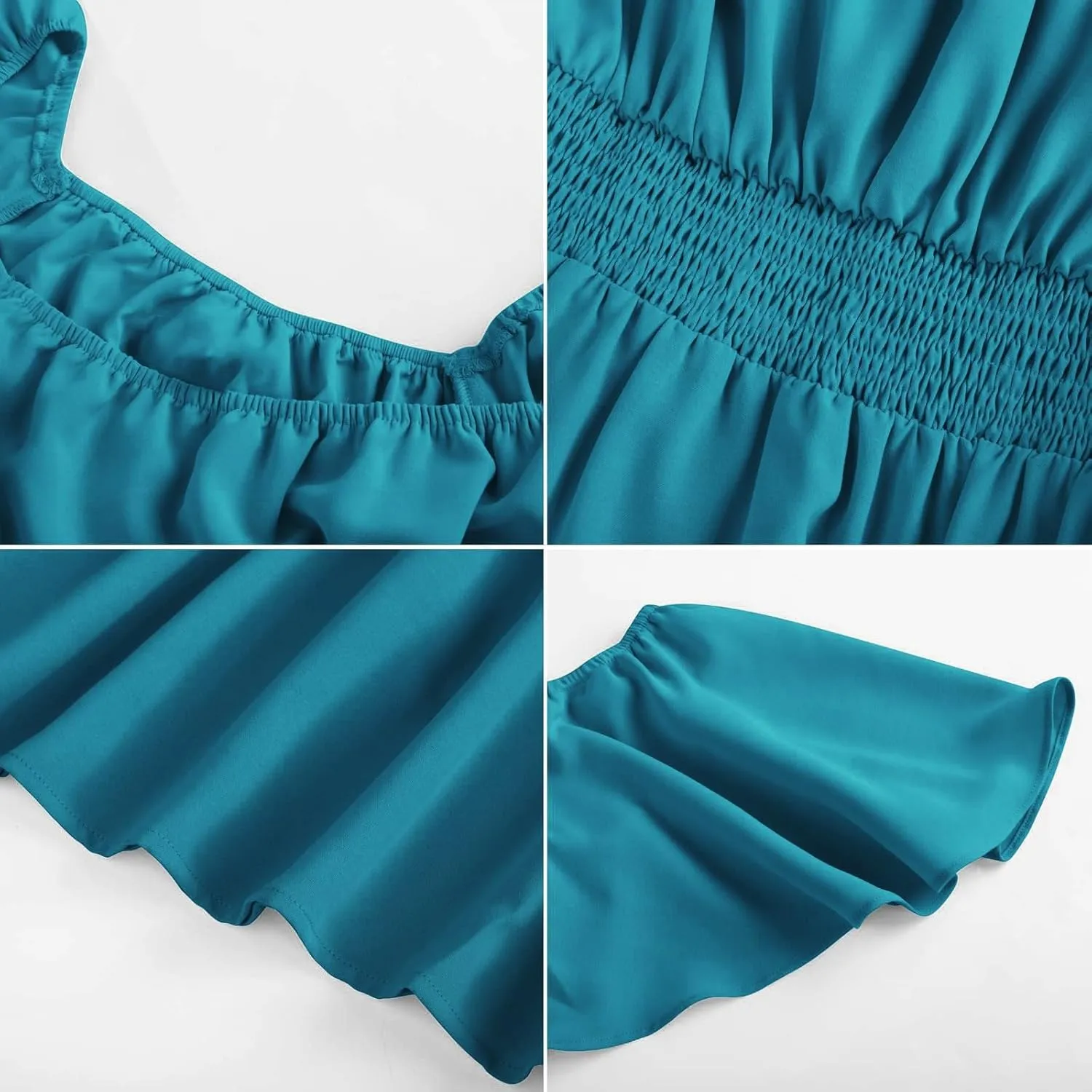 Long Dresses for Women Milkmaid Dress 2025 Trendy Short Sleeve Square Neck Smocked Waist Vacation Tiered Flowy Maxi Dress