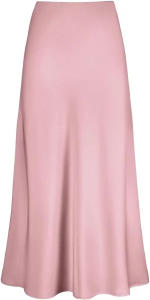 Long Satin Skirts for Women Silk Skirts Silky Elastic High Waist Flared Casual A Line Midi Skirt Cocktail Party Maxi Skirts