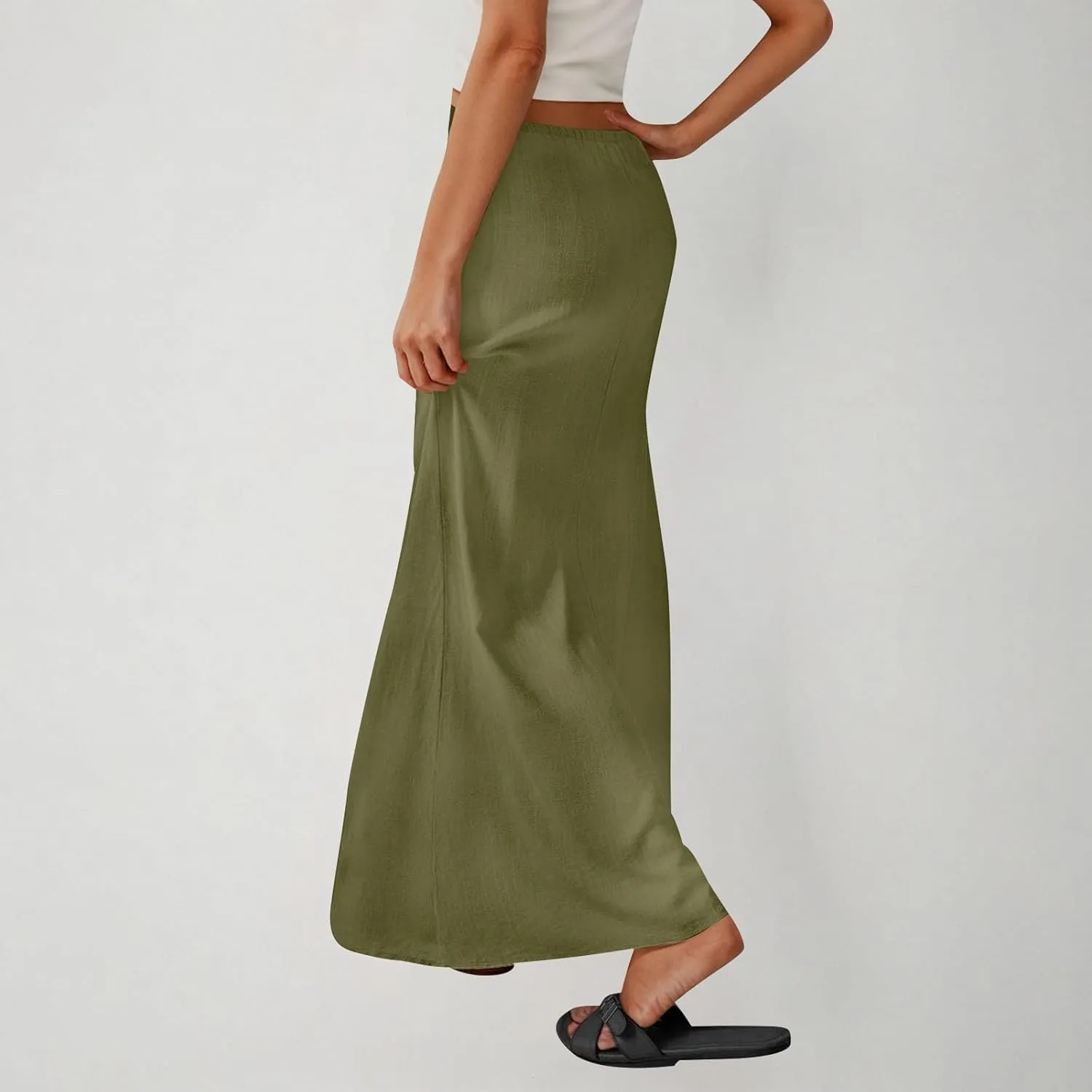 Long Skirts for Women Maxi Women's Trendy Summer 2025 Boho Linen Skirt Womens Vacation Dresses Casual