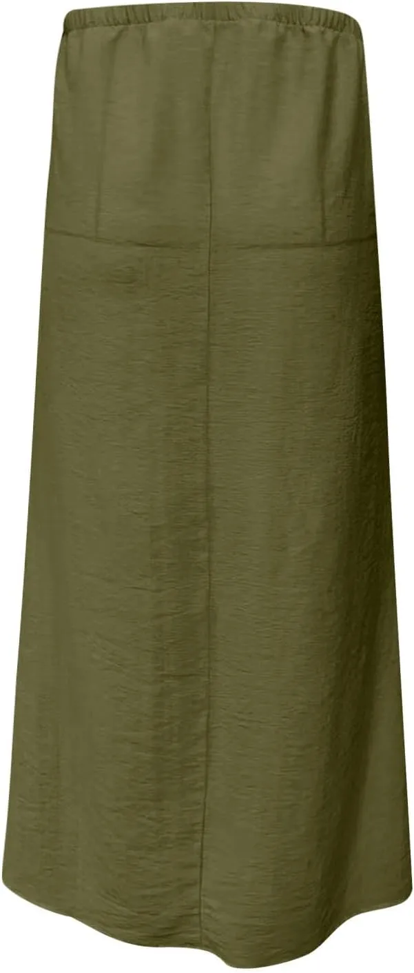 Long Skirts for Women Maxi Women's Trendy Summer 2025 Boho Linen Skirt Womens Vacation Dresses Casual