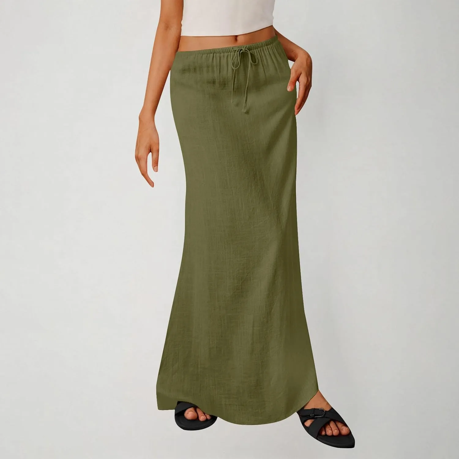 Long Skirts for Women Maxi Women's Trendy Summer 2025 Boho Linen Skirt Womens Vacation Dresses Casual