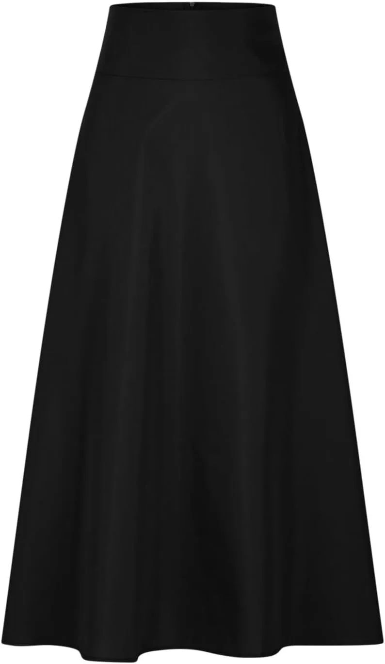 Long Skirts for Women Summer with Pockets Bandage High Waist Skirt Solid Causal Maxi Skirt Ruffle Flowy Work Skirts