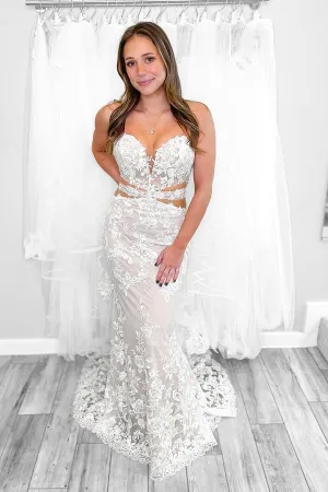 Luolandi Elegant Mermaid Strapless Lace Appliques Wedding Dresses Off Shoulder Sexy