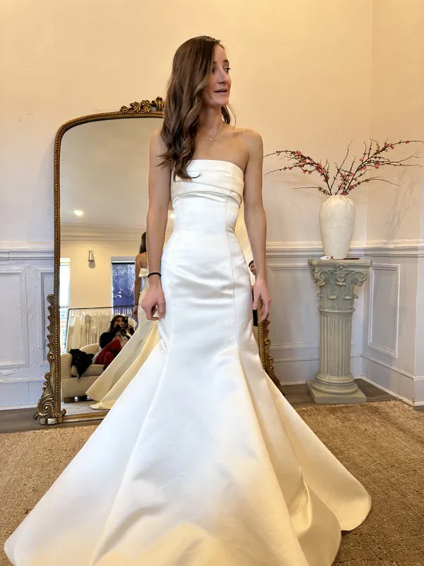 Luolandi Elegant Mermaid Strapless Satin Sleeveless Wedding Dresses Off Shoulder Sexy