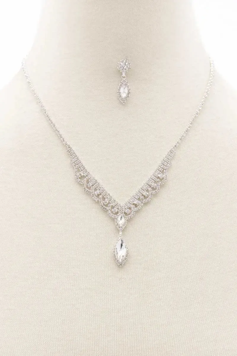 Marquise Shape Rhinestone Necklace