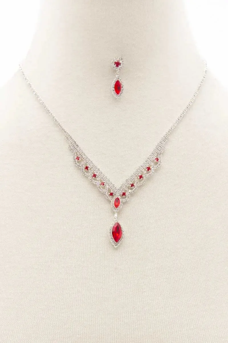 Marquise Shape Rhinestone Necklace
