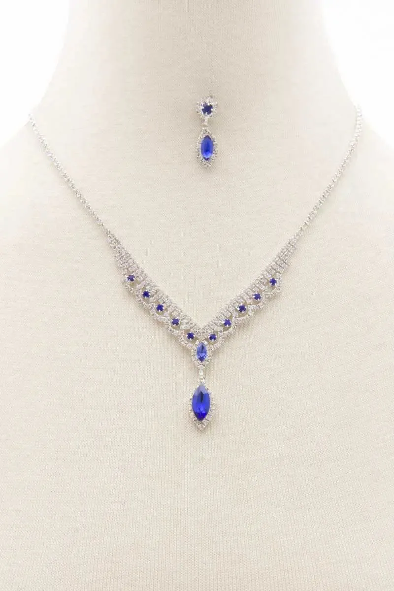 Marquise Shape Rhinestone Necklace