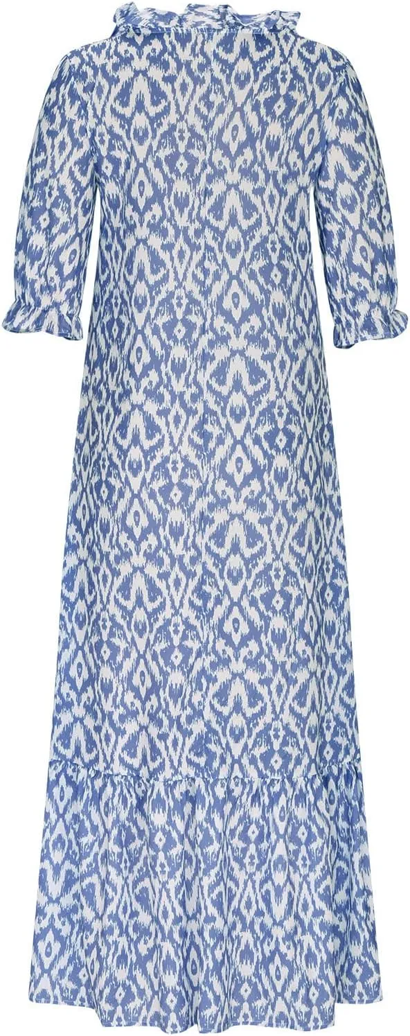 Maxi Dresses for Women 2025 V Neck Vintage Floral Dress Drawstring V Neck Spring Summer Dresses Beach Sundress
